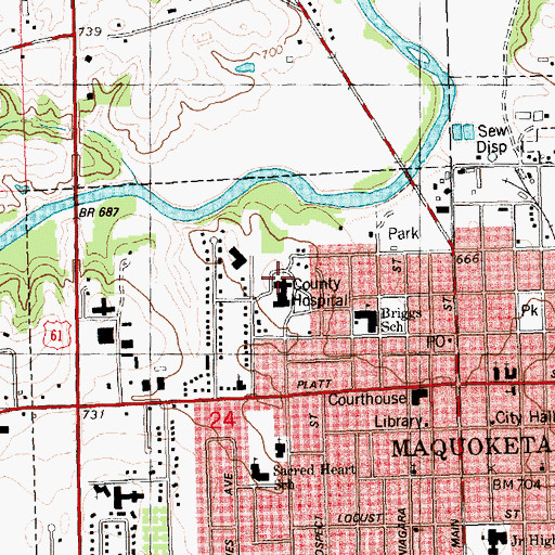 Topographic Map of Jackson County Regional Health Center, IA