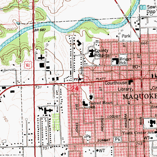 Topographic Map of First Baptist Church, IA