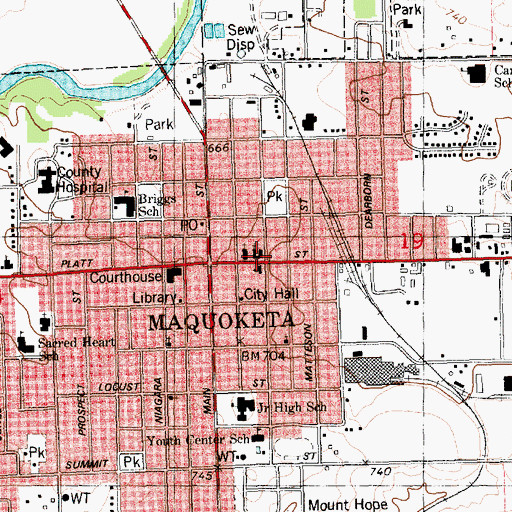 Topographic Map of First Lutheran Church, IA
