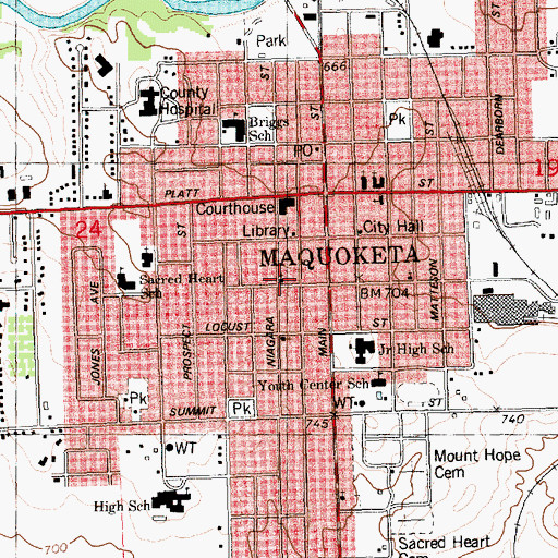 Topographic Map of Saint Marks Episcopal Church, IA