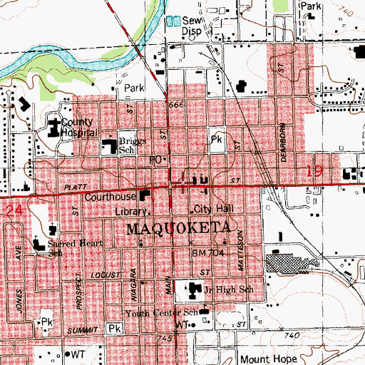 Topographic Map of Hillcrest School, IA