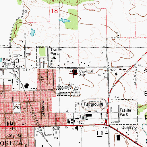 Topographic Map of Cardinal Elementary School, IA