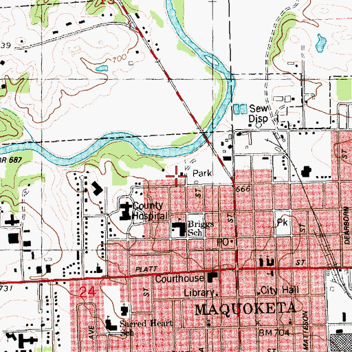 Topographic Map of Bi-Centennial Park, IA
