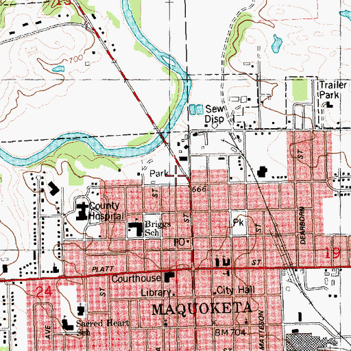 Topographic Map of City Ball Park, IA