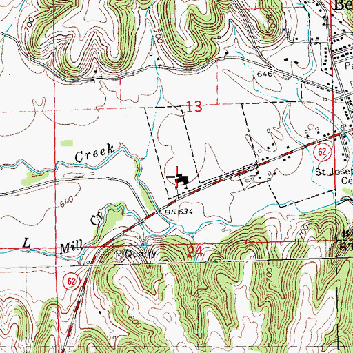 Topographic Map of Bellevue Middle School / High School, IA