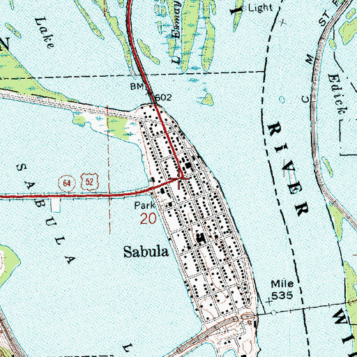 Topographic Map of Sabula Post Office, IA