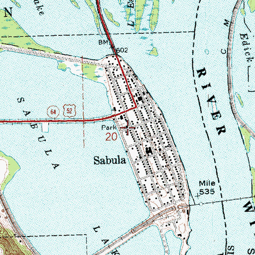Topographic Map of Sabula Public Library, IA