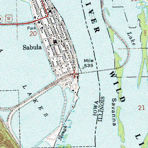 Topographic Map of Sabula, IA