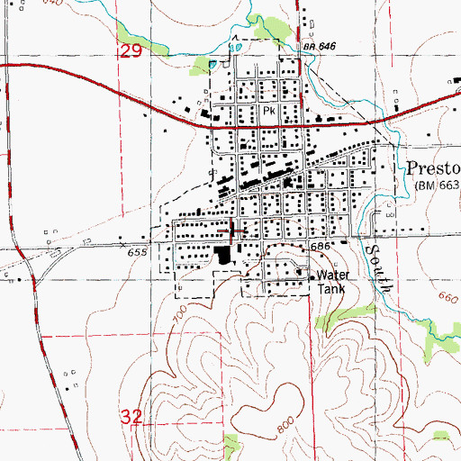 Topographic Map of Preston Elementary School, IA