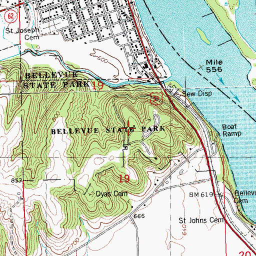 Topographic Map of Bellevue Butterfly Garden, IA