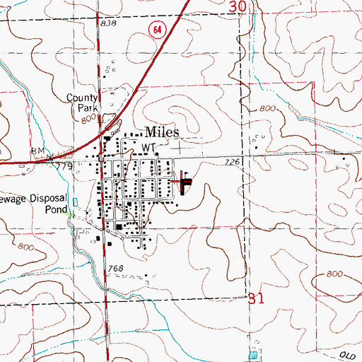 Topographic Map of East Central Community High School, IA
