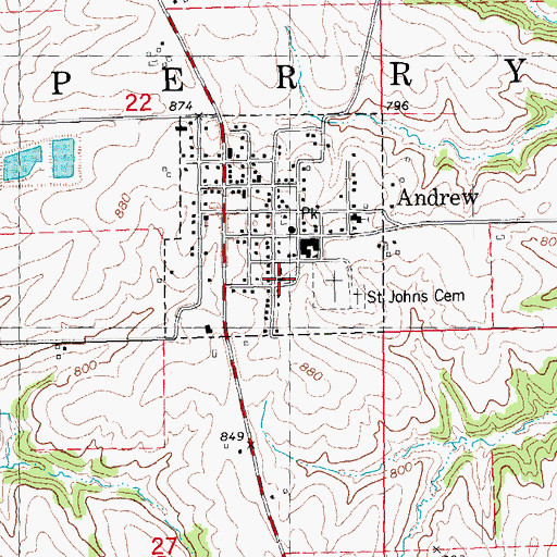 Topographic Map of Saint Johns Catholic Church, IA
