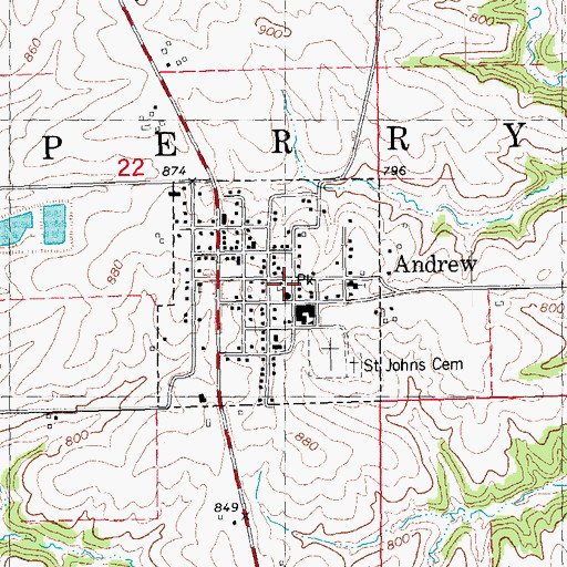 Topographic Map of Andrew Fire Station, IA