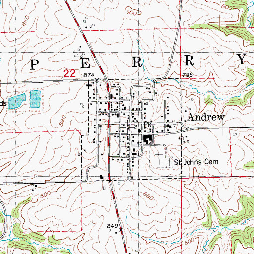Topographic Map of Andrew City Hall, IA