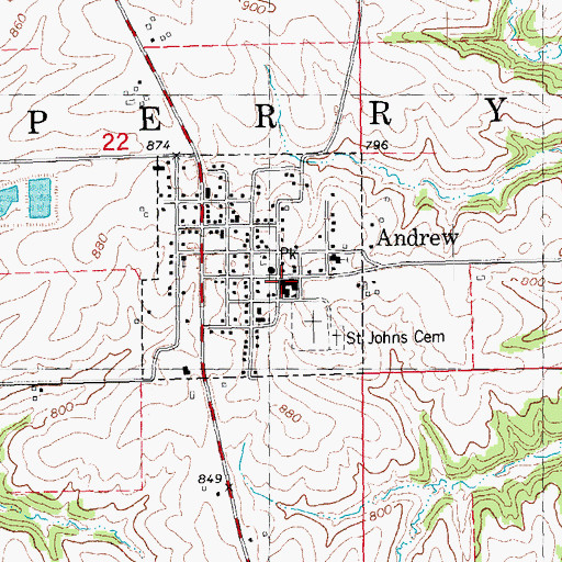 Topographic Map of Andrew Community School, IA