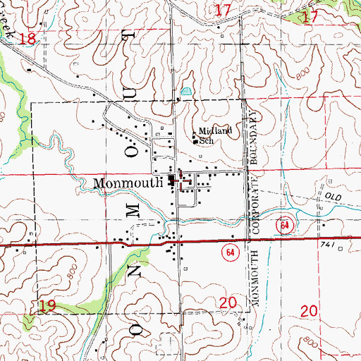 Topographic Map of Monmouth Post Office, IA