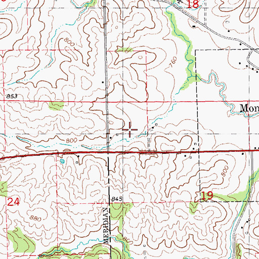 Topographic Map of Monmouth (historical), IA
