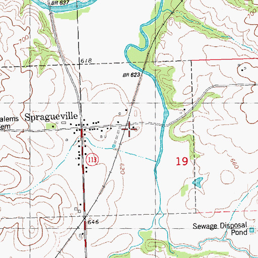 Topographic Map of Spragueville (historical), IA