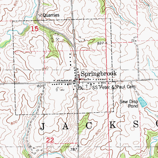 Topographic Map of Springbrook Post Office, IA