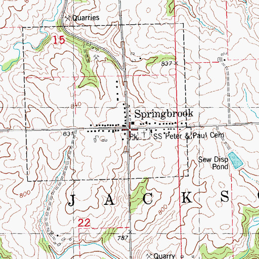 Topographic Map of Springbrook Volunteer Fire Department, IA