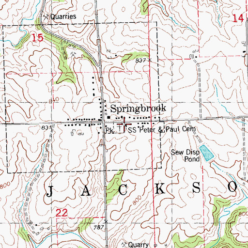 Topographic Map of Saint Peter and Paul Church, IA