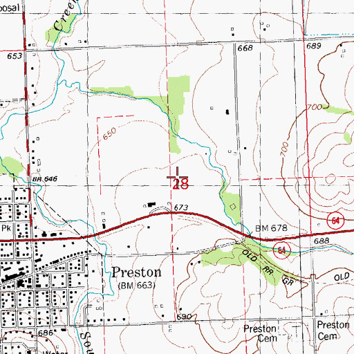 Topographic Map of Farley Cemetery, IA