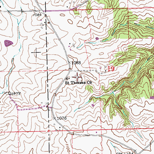 Topographic Map of Saint Theresa Cemetery, IA