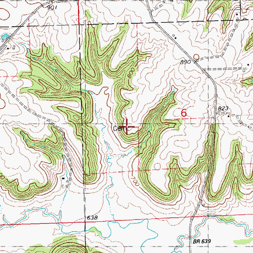 Topographic Map of Huff Farm Cemetery, IA