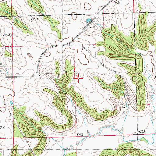 Topographic Map of Huff Farm Cemetery, IA