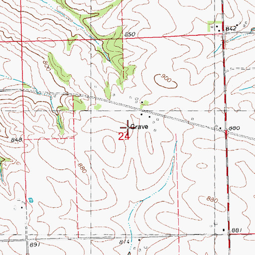 Topographic Map of Watts Farm Cemetery, IA
