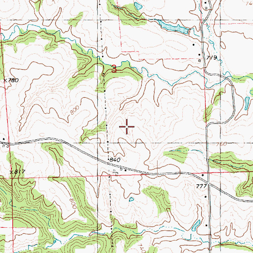 Topographic Map of Woods Farm Cemetery, IA