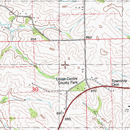 Topographic Map of Richardson Farm Cemetery, IA