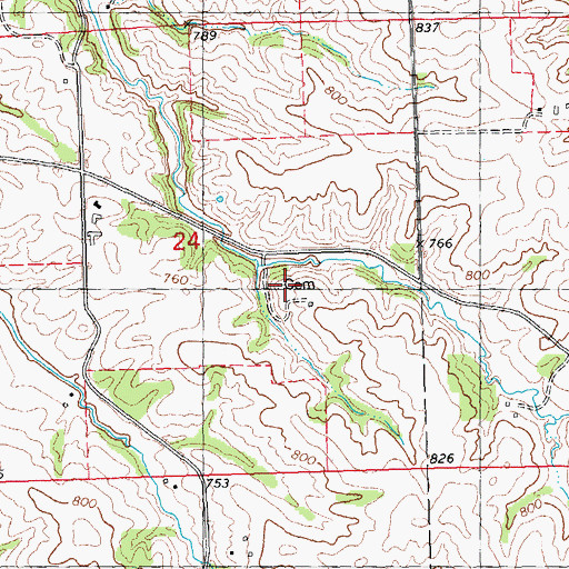 Topographic Map of Miller Estate Cemetery, IA