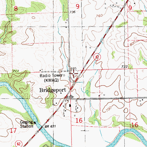 Topographic Map of Bridgeport Cemetery, IA