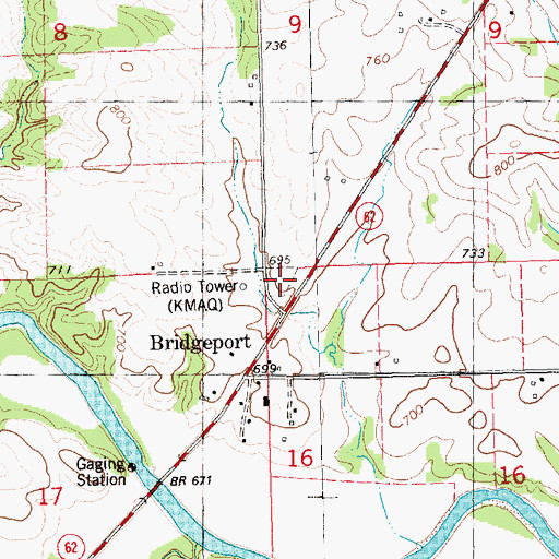 Topographic Map of Bridgeport Cemetery, IA