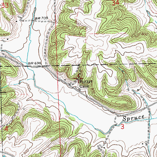 Topographic Map of Potter Cemetery, IA
