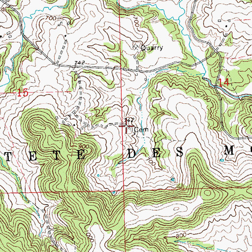 Topographic Map of Efferding Cemetery, IA