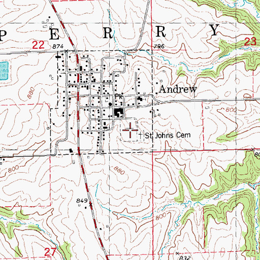 Topographic Map of Andrew Cemetery, IA