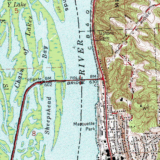 Topographic Map of Savanna - Sabula Bridge, IA