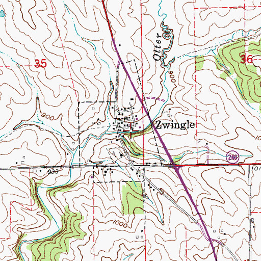 Topographic Map of Otter Creek Community Hall, IA