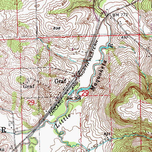 Topographic Map of Heritage Trail, IA