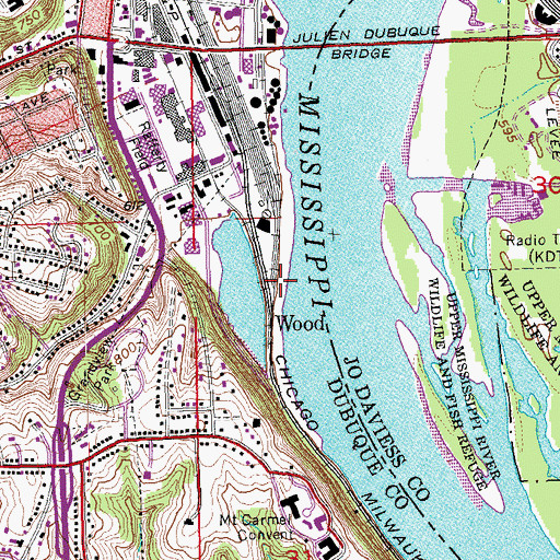 Topographic Map of Floodwall Trail - South Section, IA