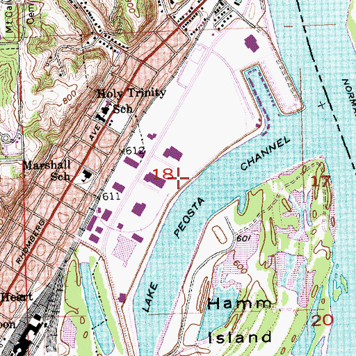 Topographic Map of Floodwall Trail - North Section, IA