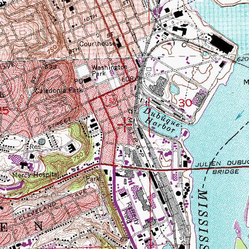 Topographic Map of Origin of Old Military Road Historical Marker, IA