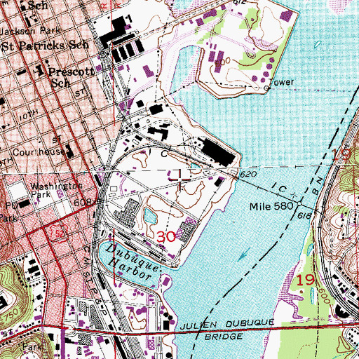 Topographic Map of Dubuque's Old Shot Tower Historical Marker, IA