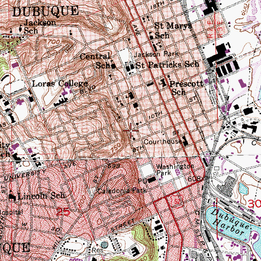Topographic Map of Carnegie - Stout Public Library, IA