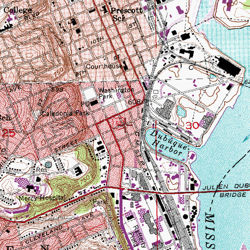 Topographic Map of Port of Dubuque Iowa Welcome Center, IA