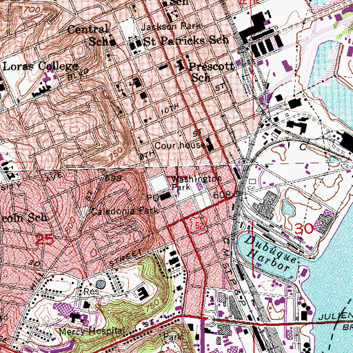 Topographic Map of Town Clock Plaza, IA