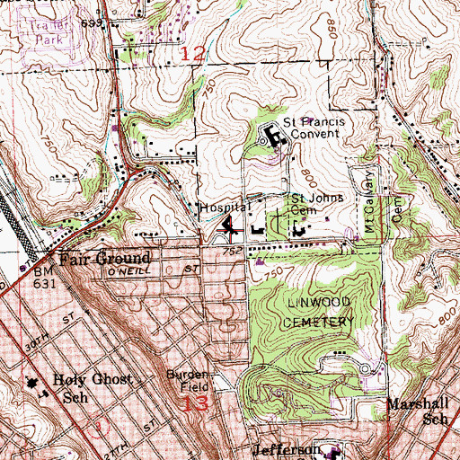 Topographic Map of Fellowship of Dubuque, IA