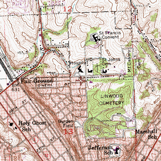 Topographic Map of Third Presbyterian Church, IA